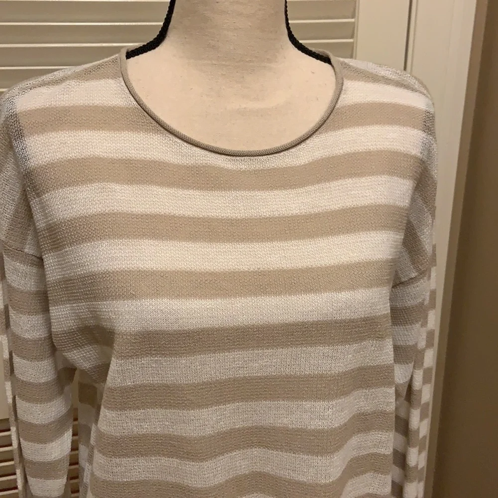 Eileen Fisher Crewneck Tunic in Natural & White